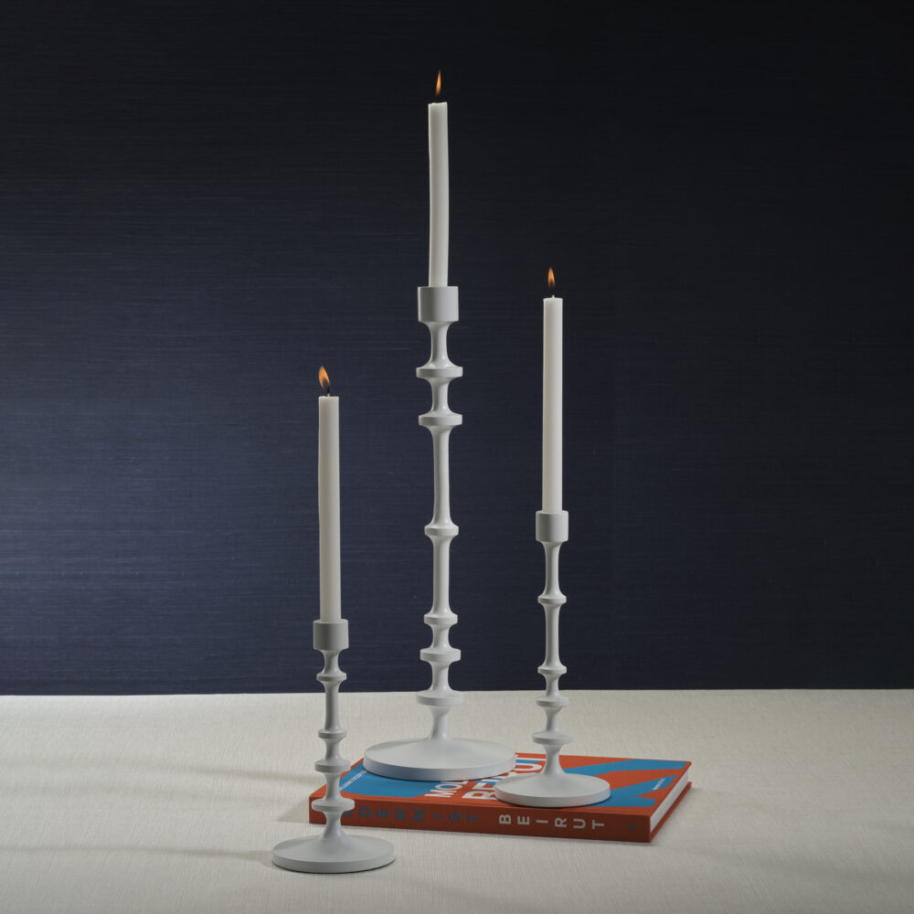 Lilou Matt White Metal Taper Candle Holder, 25" by Zodax - Image 2