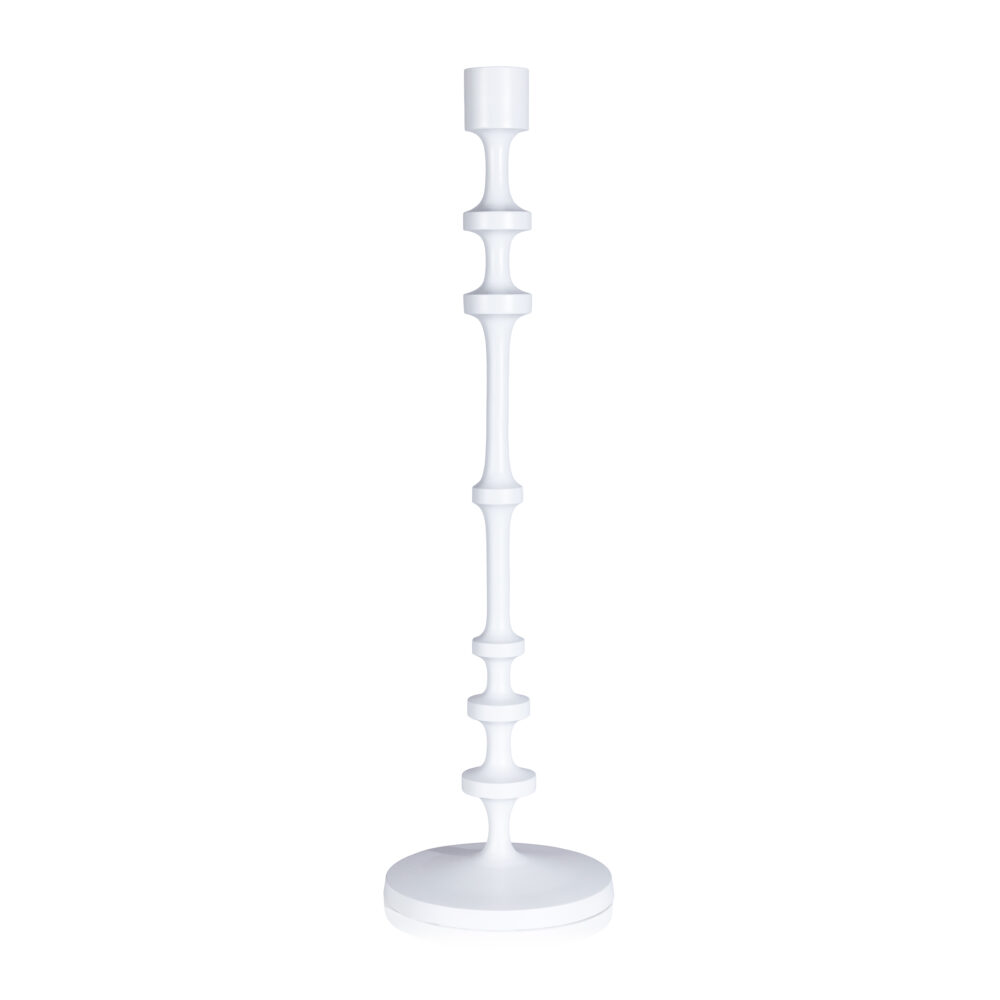 Lilou Matt White Metal Taper Candle Holder, 25" by Zodax