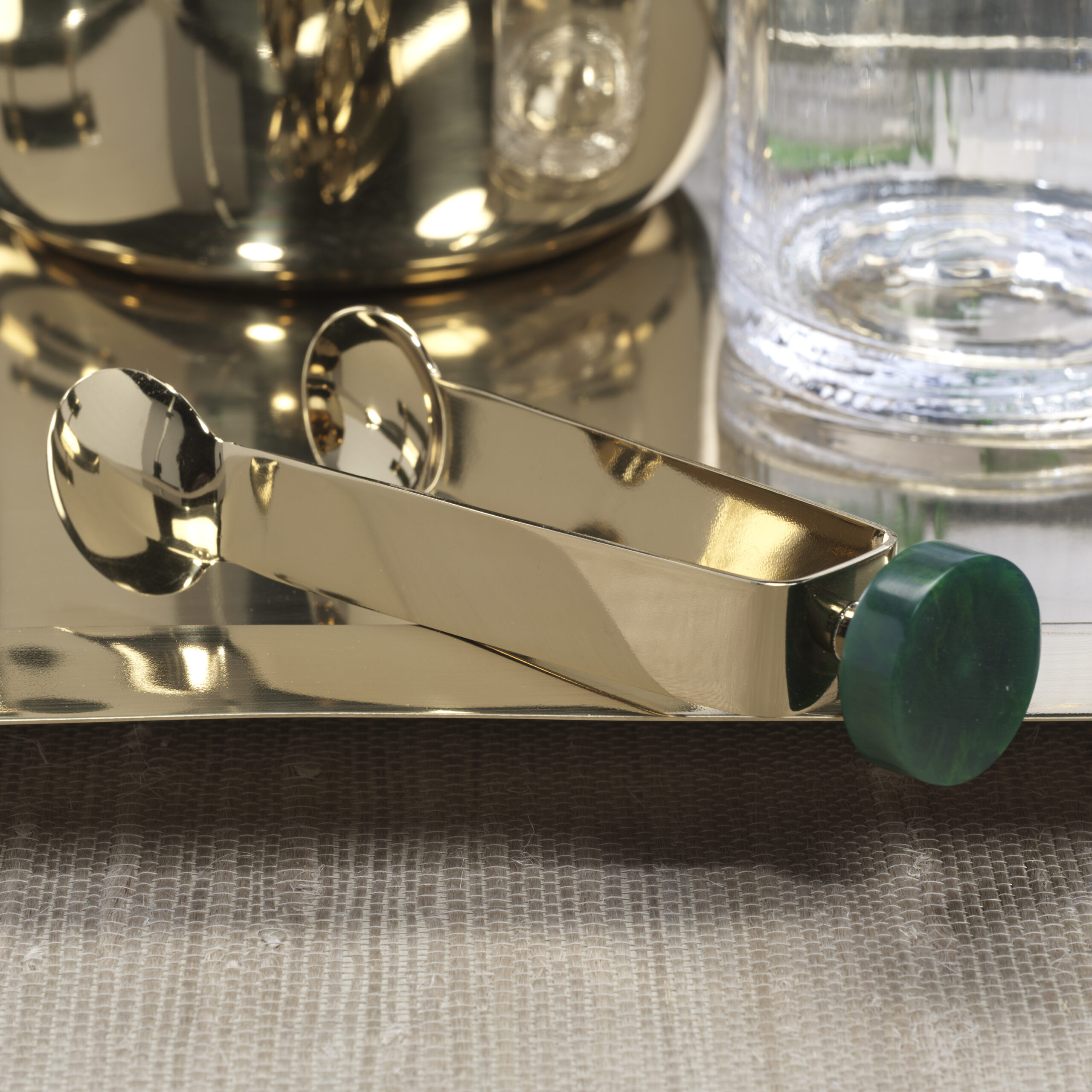 Spiga Stainless Steel Ice Bucket, Gold w/ Green Accent by Zodax - Image 2