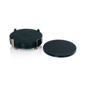 Spiga 4,Piece Set Green Coasters on Gold Stand by Zodax