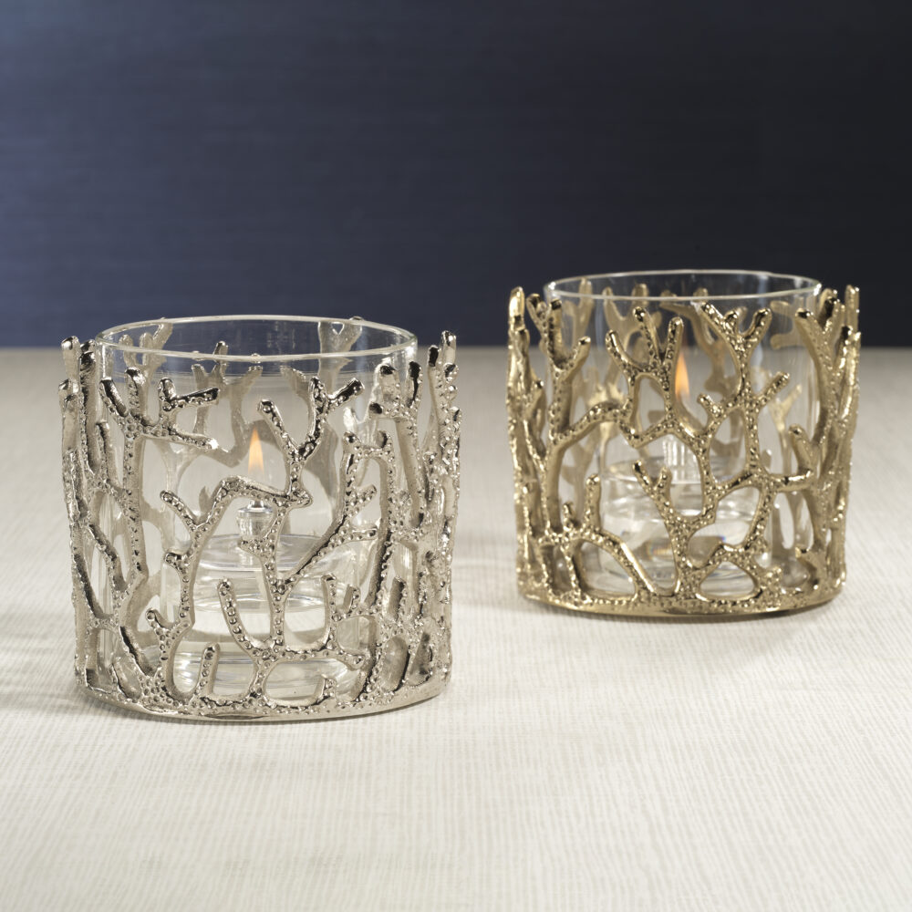 Coral Sea Brass Hurricane w/ Glass Insert, Gold by Zodax - Image 3