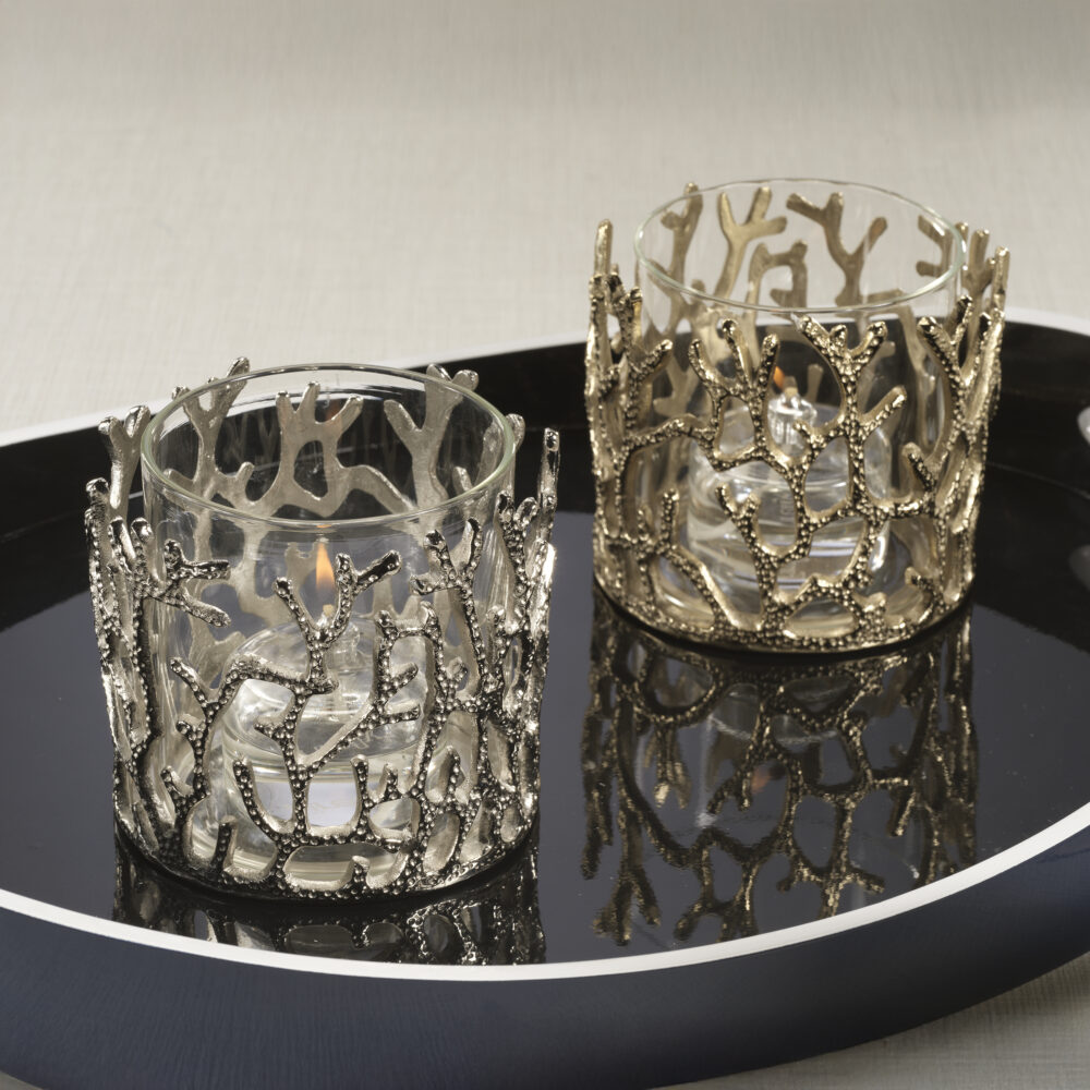 Coral Sea Brass Hurricane w/ Glass Insert, Gold by Zodax - Image 4
