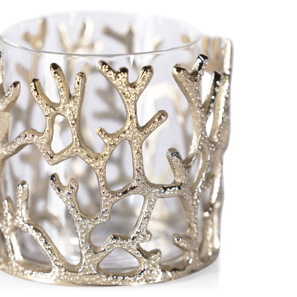 Coral Sea Brass Hurricane w/ Glass Insert, Gold by Zodax - Image 2