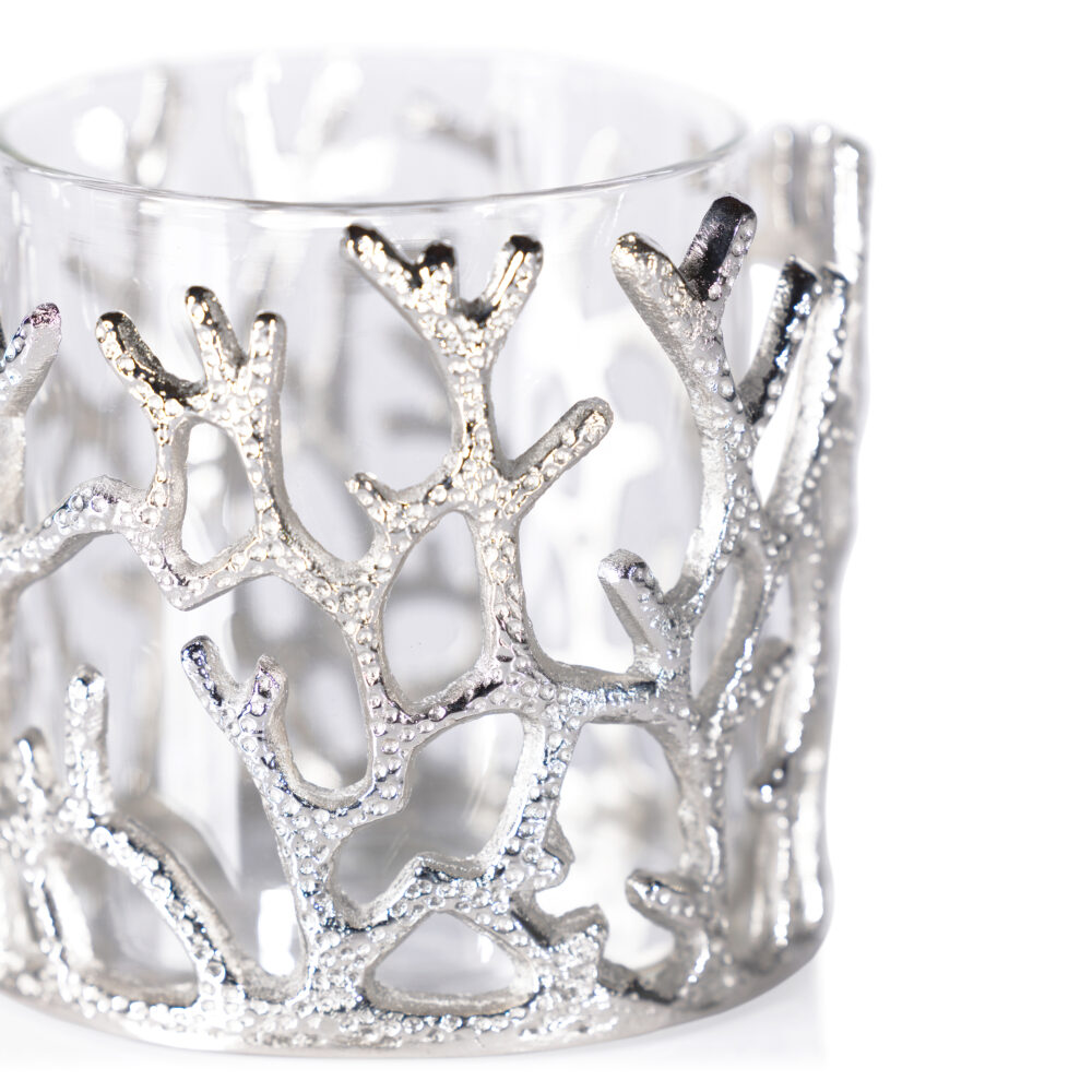 Coral Sea Brass Hurricane w/ Glass Insert, Nickel by Zodax - Image 2