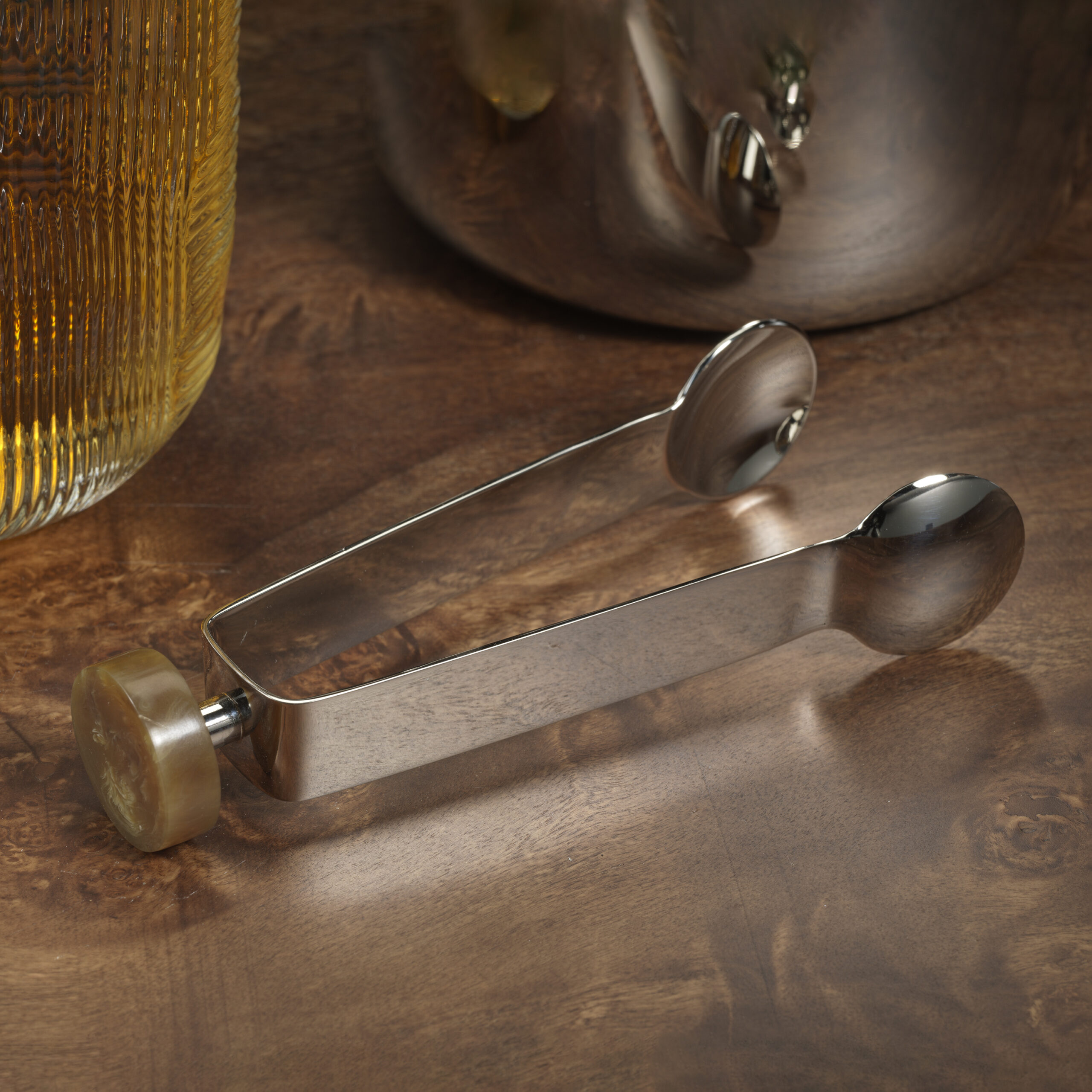 Spiga Stainless Steel Ice Bucket, Nickel w/ Amber Accent by Zodax - Image 2