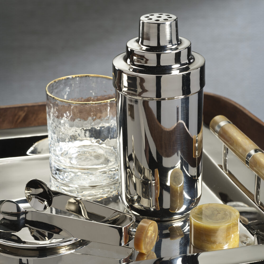 Spiga Stainless Steel Cocktail Shaker, Nickel w/ Amber Accent by Zodax - Image 3