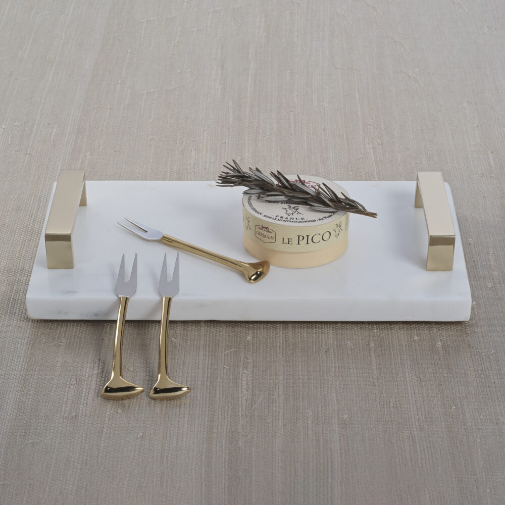 13" Long Marble Tray with Gold Handles by Zodax - Image 2