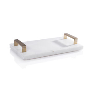 13" Long Marble Tray with Gold Handles by Zodax