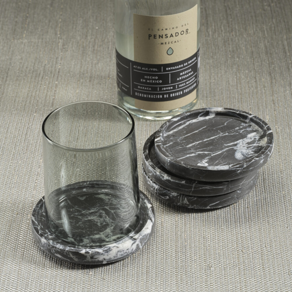 Black Marquino Marble Coasters, Set of 4 by Zodax - Image 4