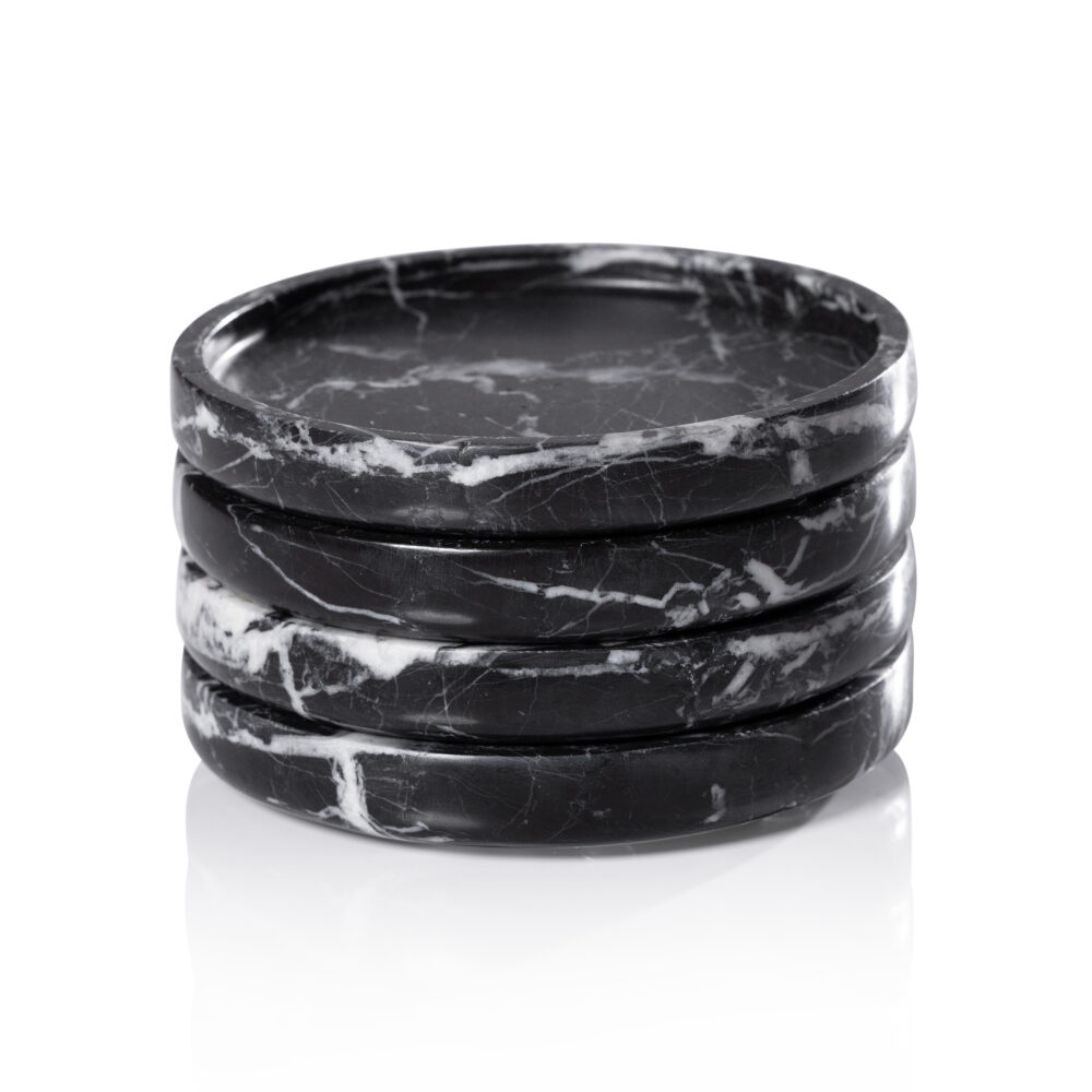 Black Marquino Marble Coasters, Set of 4 by Zodax - Image 2
