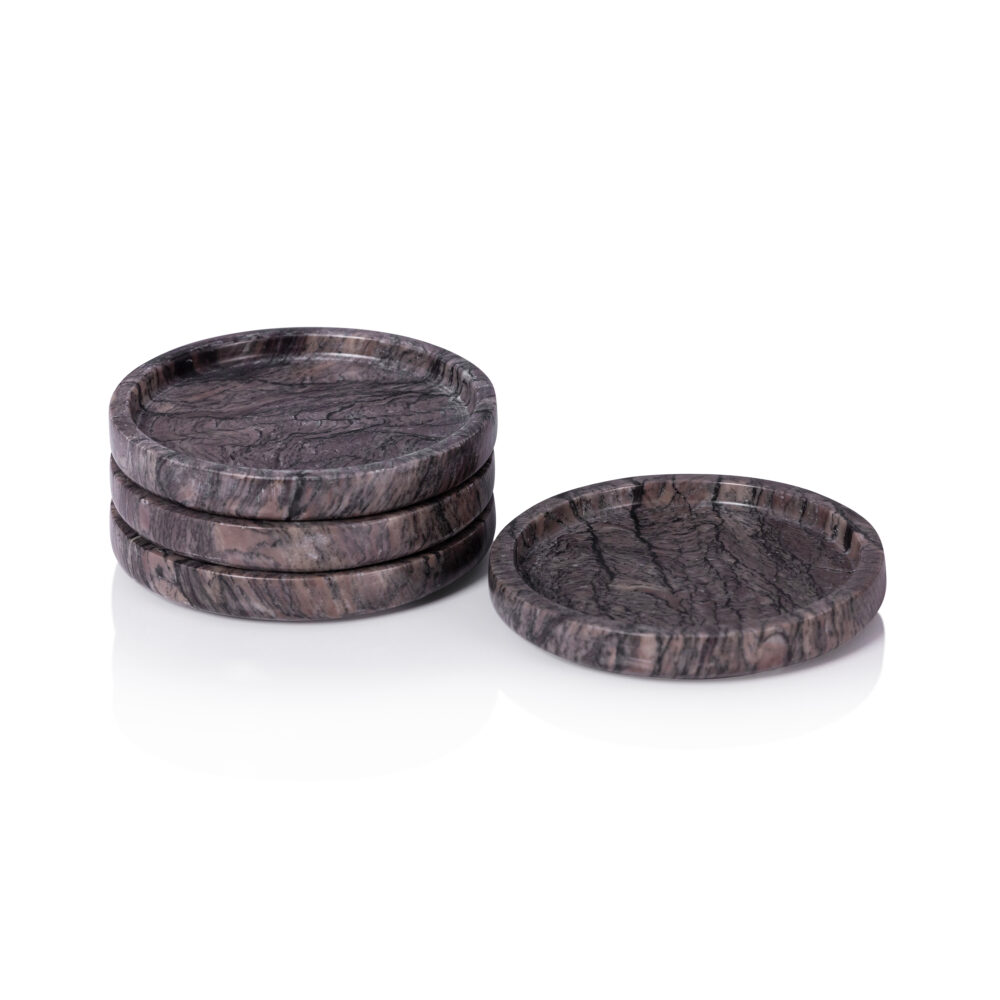Brown Breccia Marble Coasters, Set of 4 by Zodax