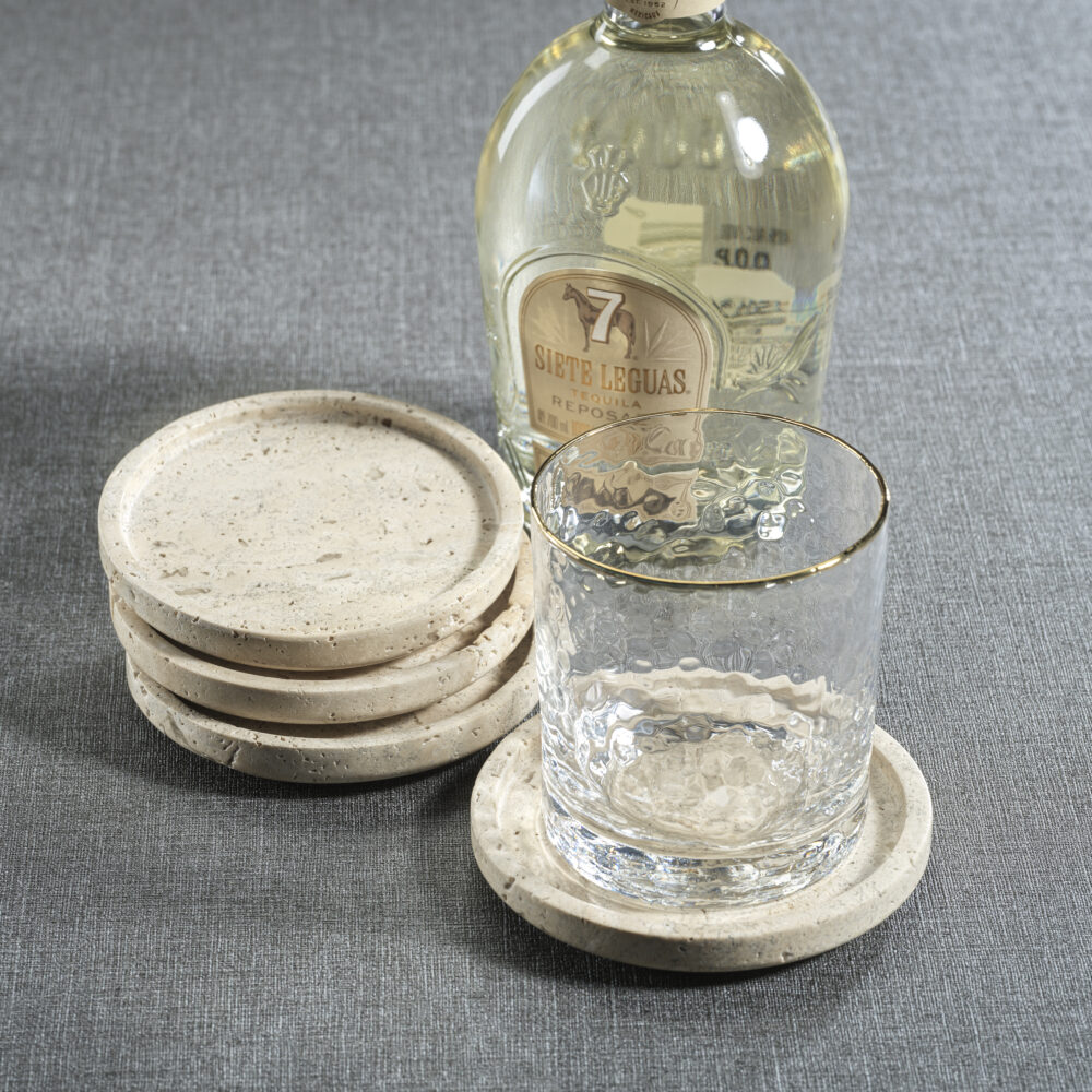 Beige Travertine Marble Coasters, Set of 4 by Zodax - Image 3