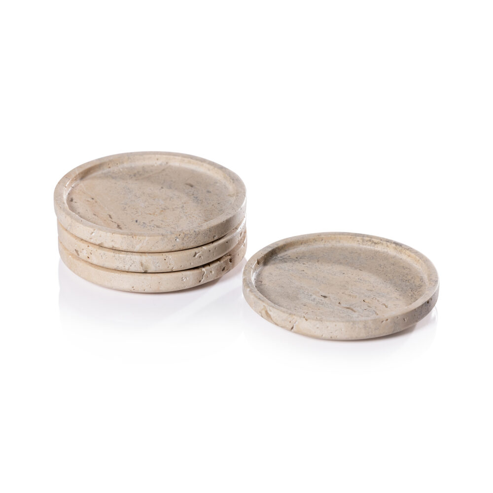 Beige Travertine Marble Coasters, Set of 4 by Zodax