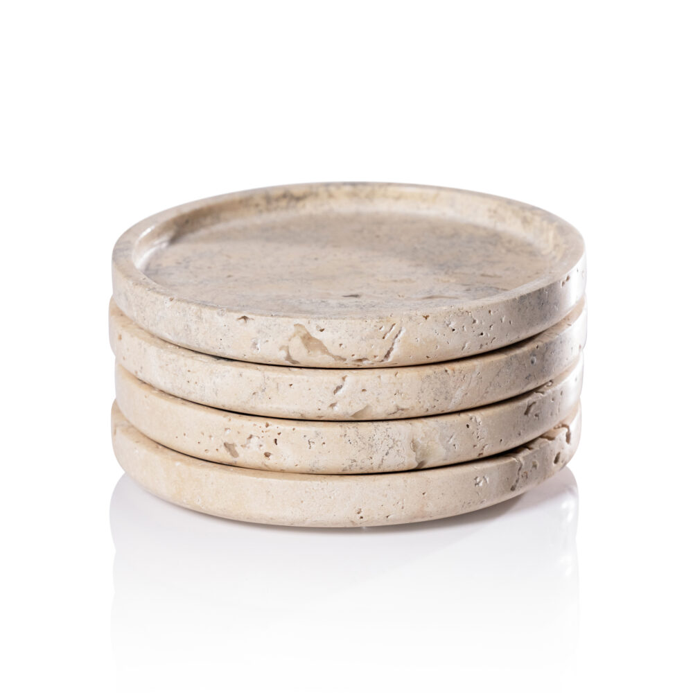 Beige Travertine Marble Coasters, Set of 4 by Zodax - Image 2