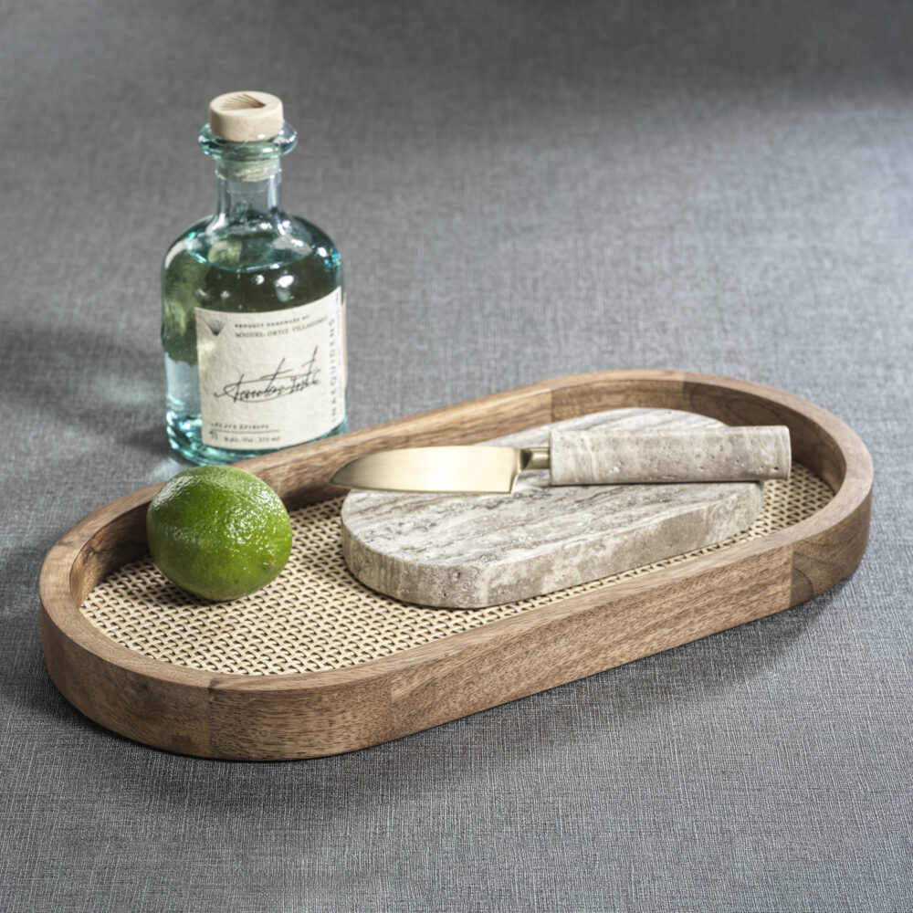 Albora Marble Cutting Board w/ Knife, Beige Travertine by Zodax - Image 4