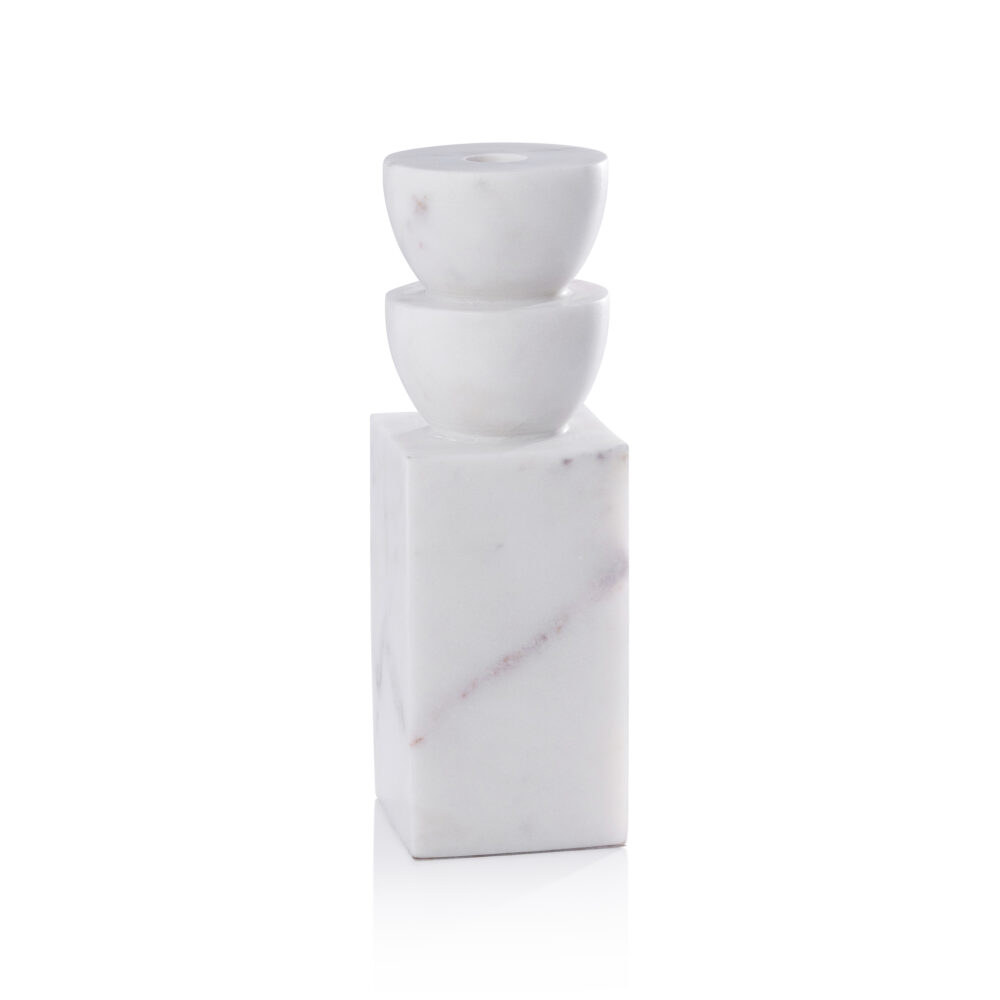 Stacked Design Marble Taper Candle Holder by Zodax