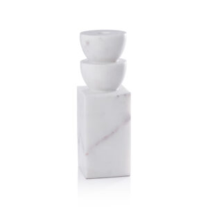 Stacked Design Marble Taper Candle Holder by Zodax