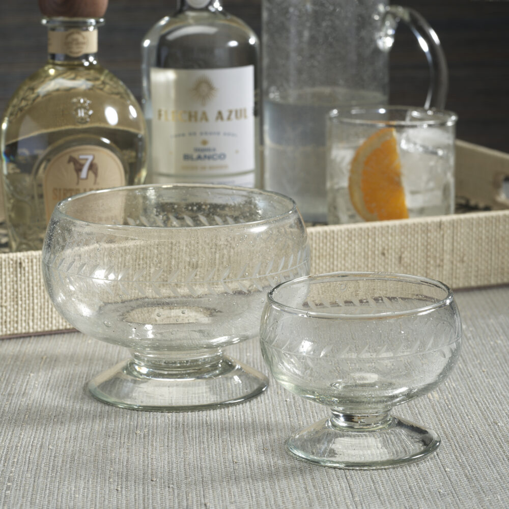 Tuscan 2,Piece Set Handmade Etched Condiment Glass Bowls, Large by Zodax - Image 4