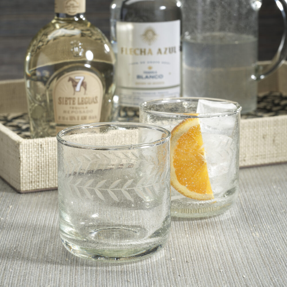 Tuscan Handmade Etched Rock Glasses, Set of 4 by Zodax - Image 2