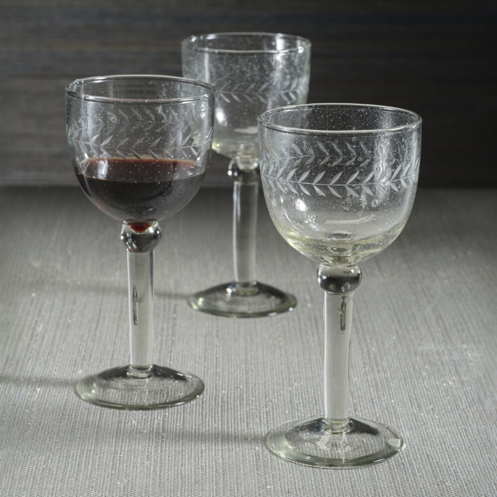 Tuscan Handmade Etched Wine Goblet Glasses, Set of 4 by Zodax - Image 2