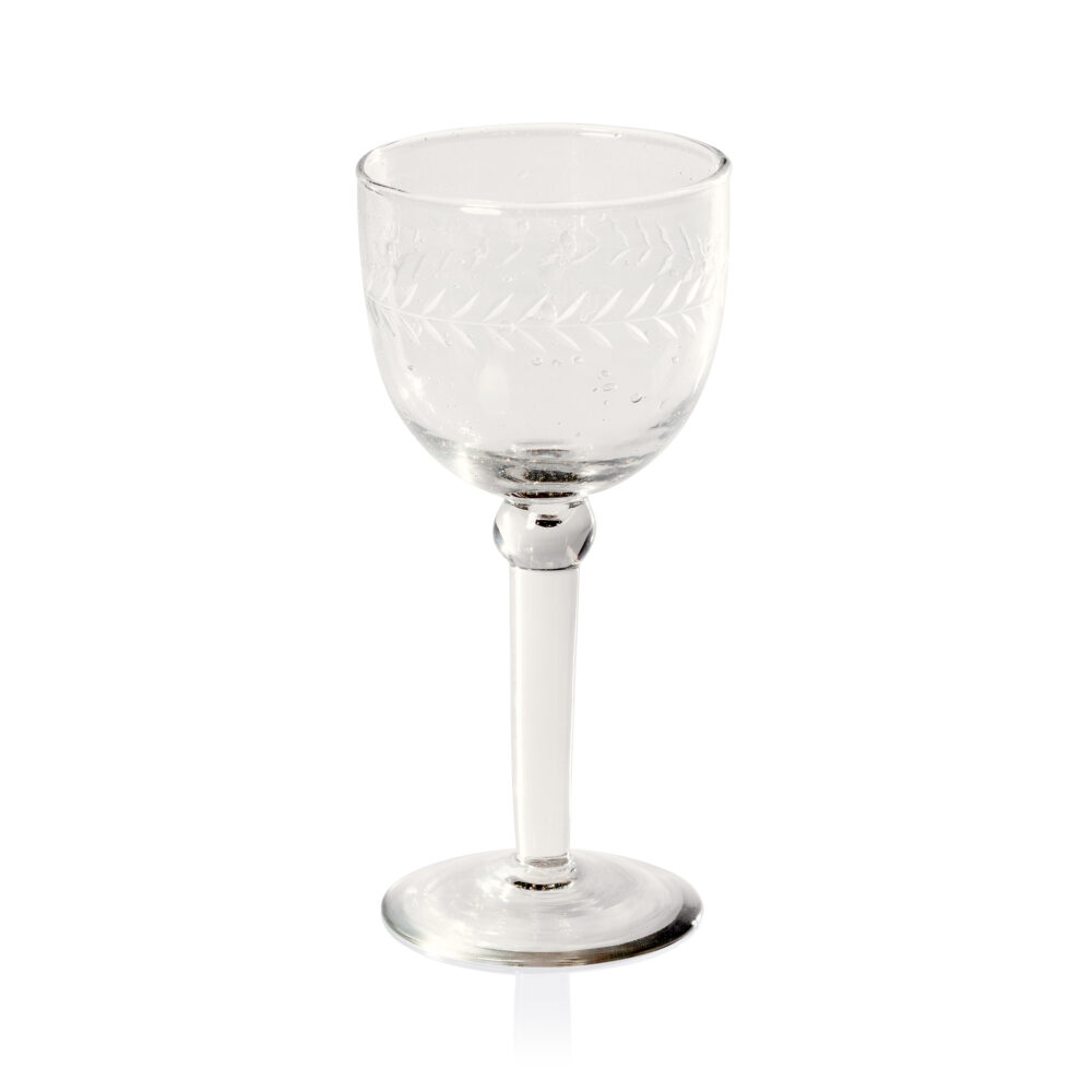 Tuscan Handmade Etched Wine Goblet Glasses, Set of 4 by Zodax