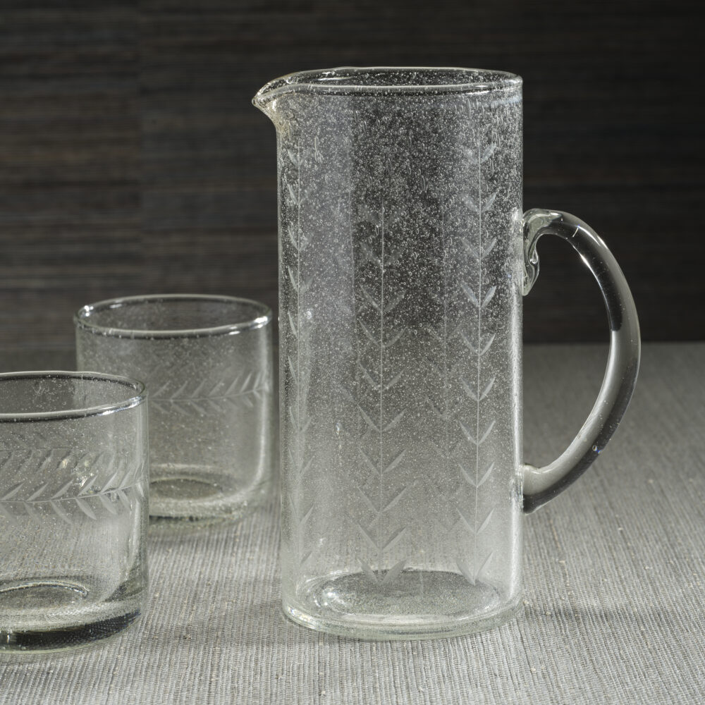 Tuscan Handmade Etched Glass Pitcher by Zodax - Image 2
