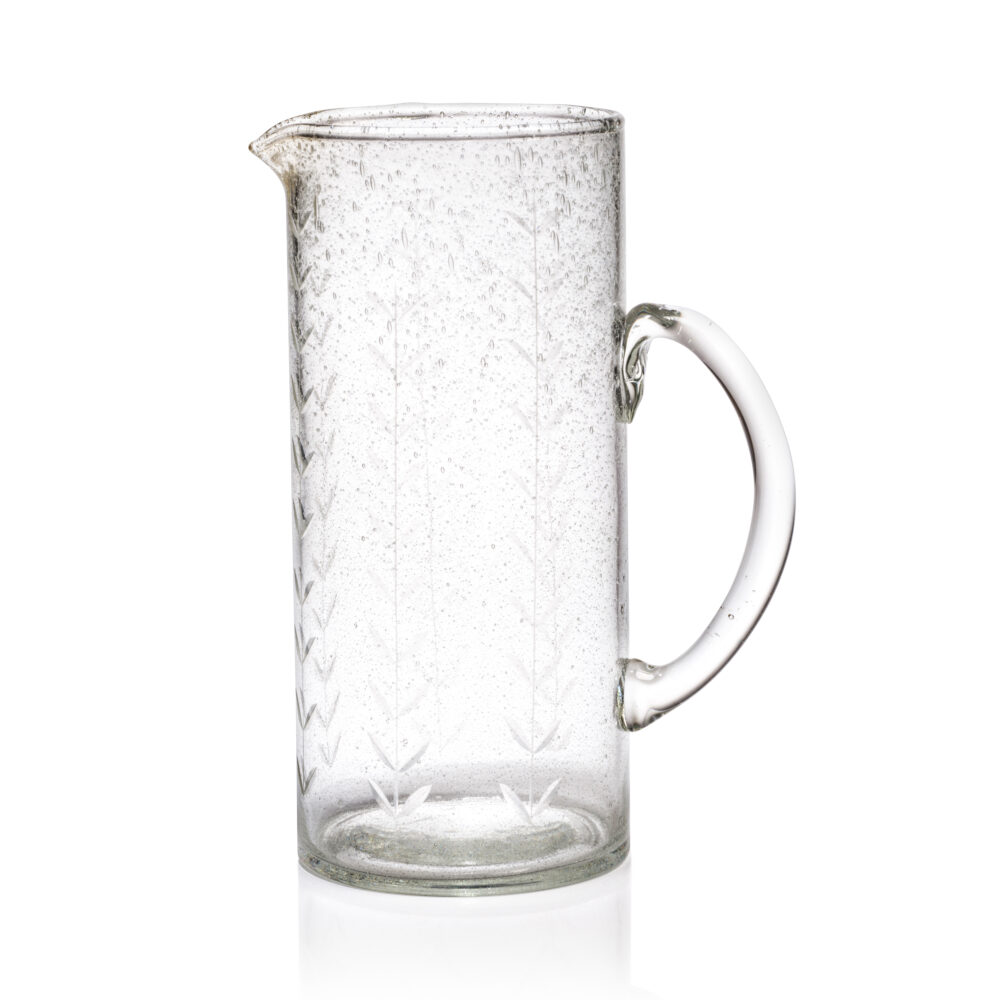 Tuscan Handmade Etched Glass Pitcher by Zodax