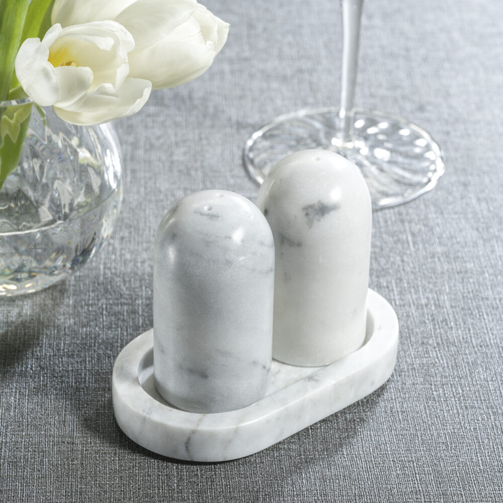 Marmora Marble Salt and Pepper Shaker on Tray by Zodax - Image 2