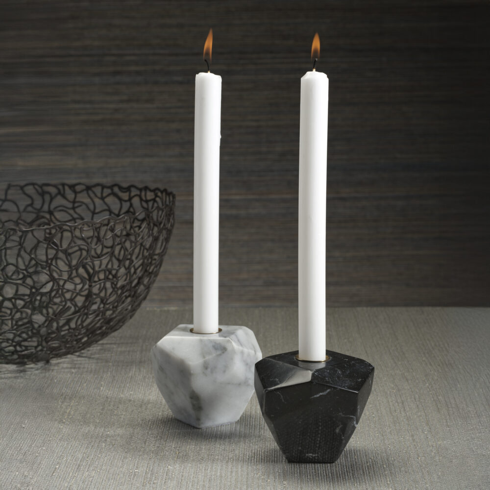 Pentagon Marble Taper Candle Holder, Black by Zodax - Image 2