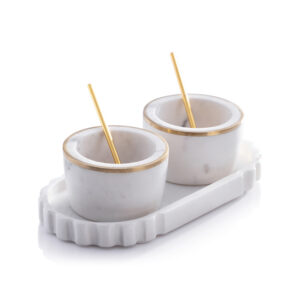 Calacatta Marble Condiment Set by Zodax