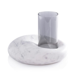 Omani Marble Base with Smoke Glass Hurricane by Zodax