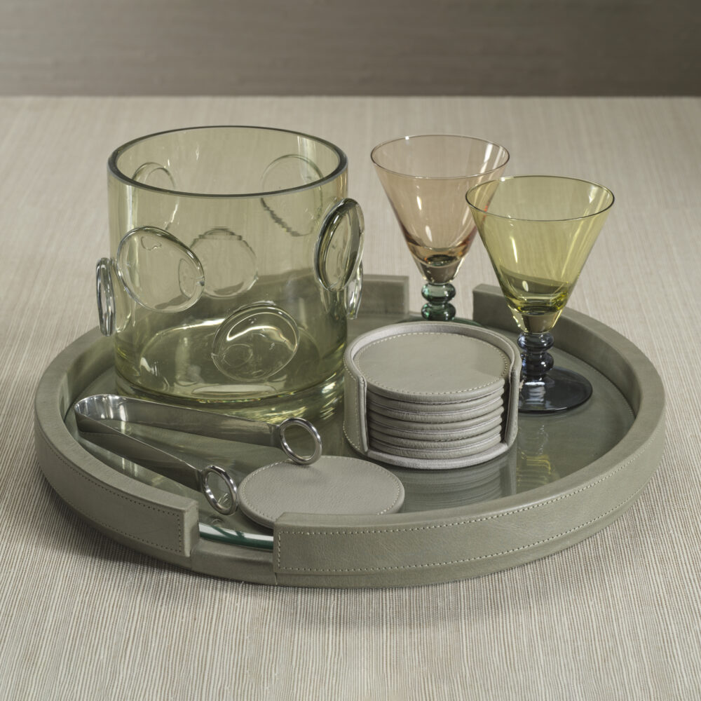 Ruvo 8,Piece Set Leather Coasters, Gray by Zodax - Image 4
