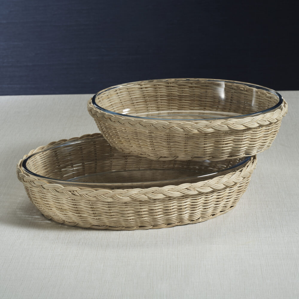 The Palmier Oval Pyrex in Rattan Basket, 14.5" x 10.25" x 3.25" by Zodax - Image 4