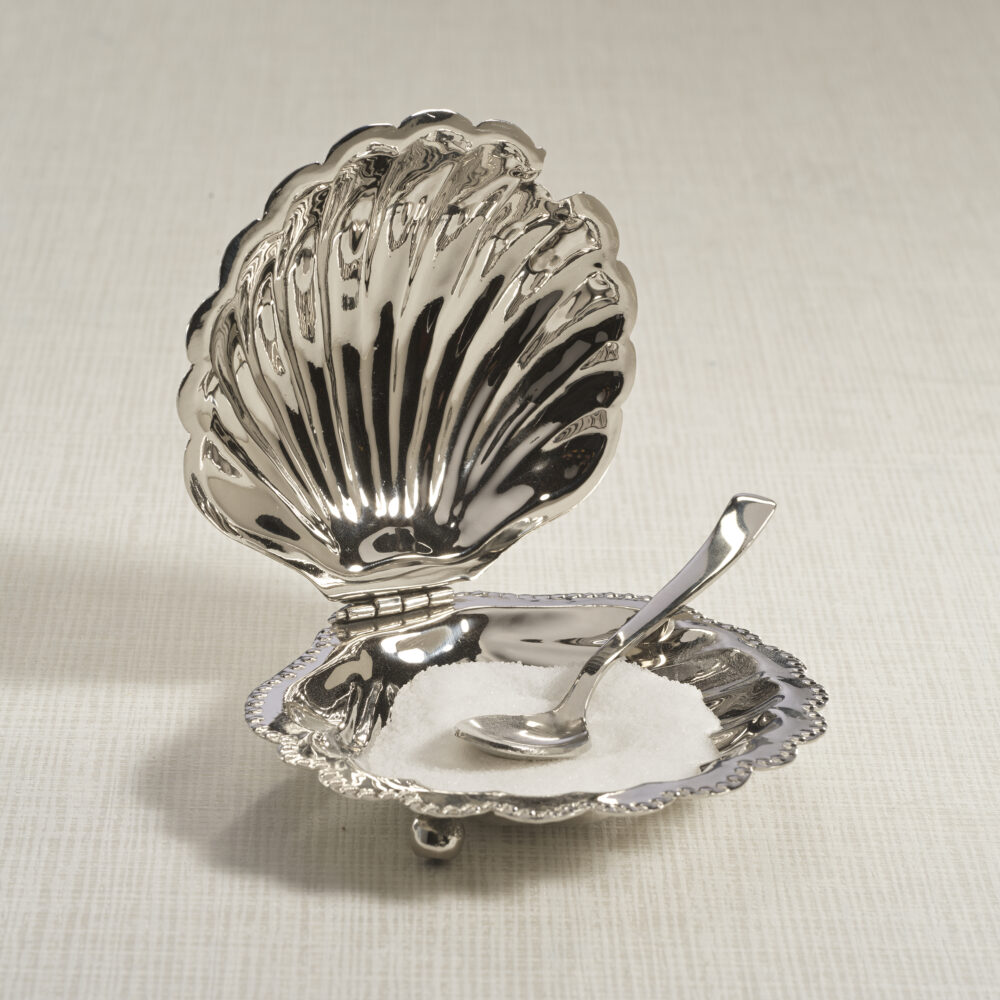 Cap Ferrat Fan Shell Lidded Bowl w/ Spoon, Nickel by Zodax - Image 4