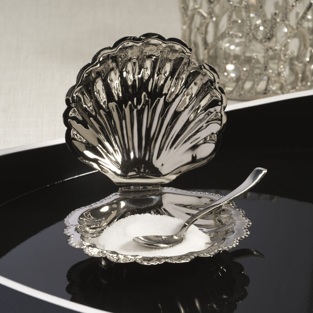 Cap Ferrat Fan Shell Lidded Bowl w/ Spoon, Nickel by Zodax - Image 6