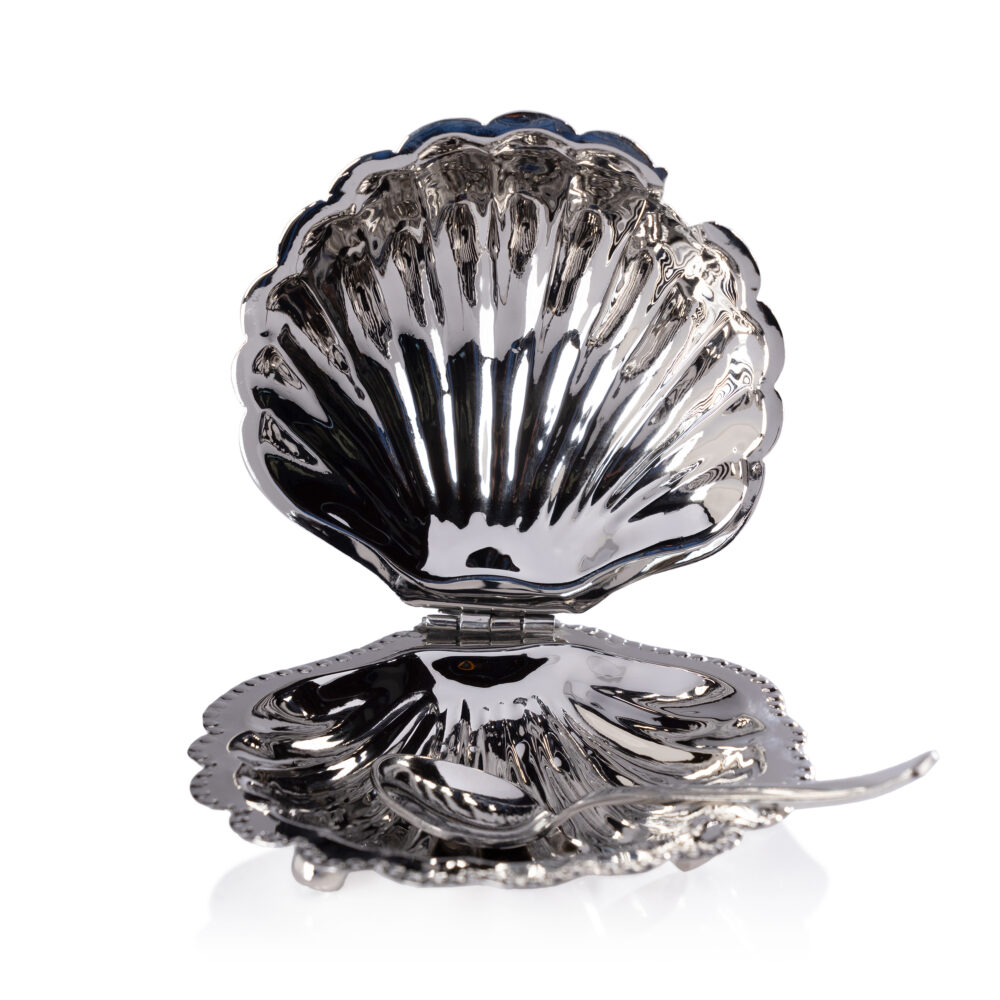 Cap Ferrat Fan Shell Lidded Bowl w/ Spoon, Nickel by Zodax - Image 2