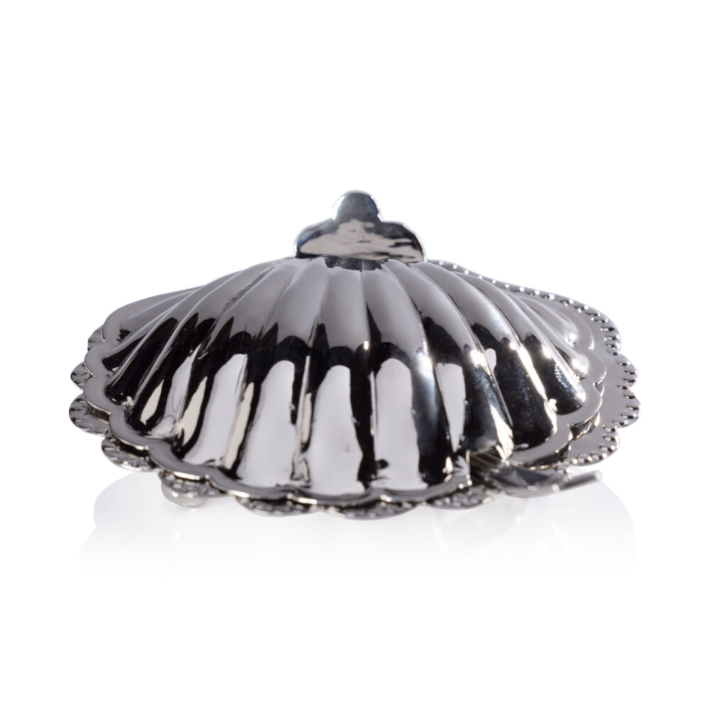 Cap Ferrat Fan Shell Lidded Bowl w/ Spoon, Nickel by Zodax - Image 3