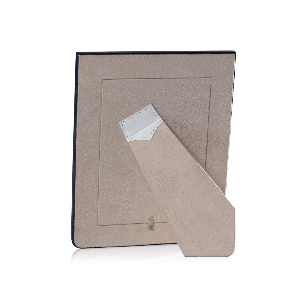 Nappa Leather Photo Frame, White & Navy, 5" x 7" by Zodax - Image 2