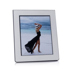 Nappa Leather Photo Frame, White & Navy, 8" x 10" by Zodax