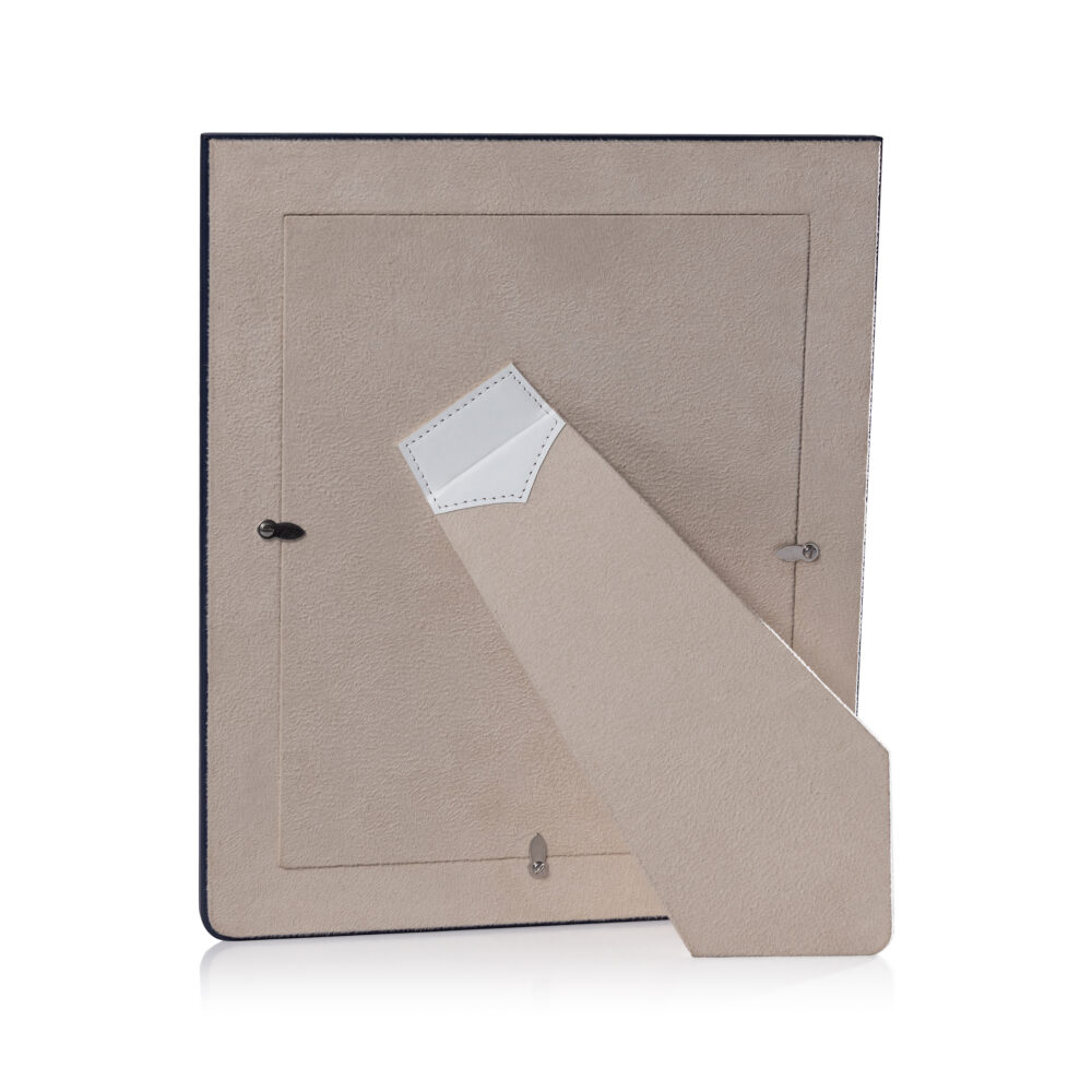 Nappa Leather Photo Frame, White & Navy, 8" x 10" by Zodax - Image 2