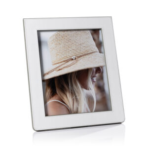 Nappa Leather Photo Frame, White & Gray, 8" x 10" by Zodax
