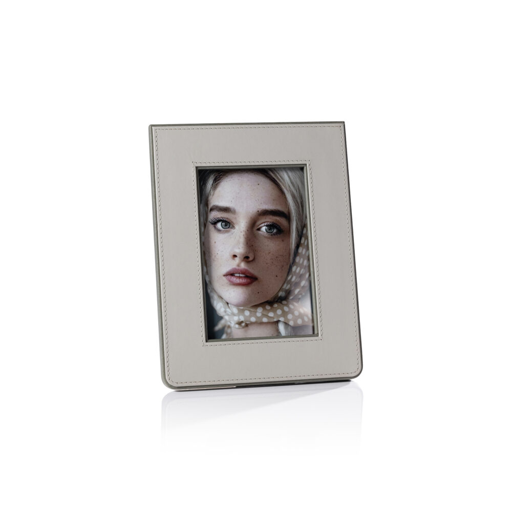 Nappa Leather Photo Frame, Gray & Sage 4" x 6" by Zodax