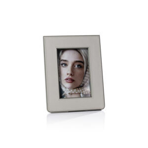 Nappa Leather Photo Frame, Gray & Sage 4" x 6" by Zodax