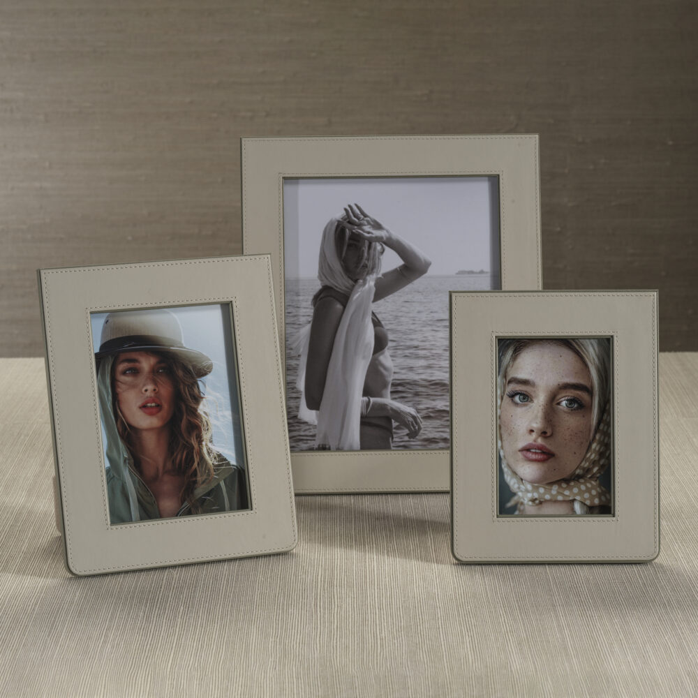 Nappa Leather Photo Frame, Gray & Sage, 8" x 10" by Zodax - Image 4