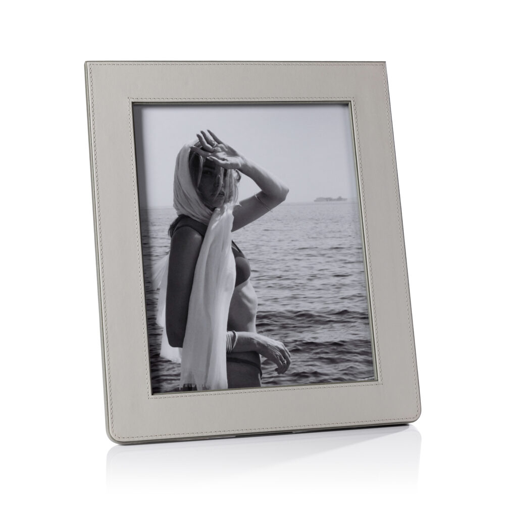 Nappa Leather Photo Frame, Gray & Sage, 8" x 10" by Zodax