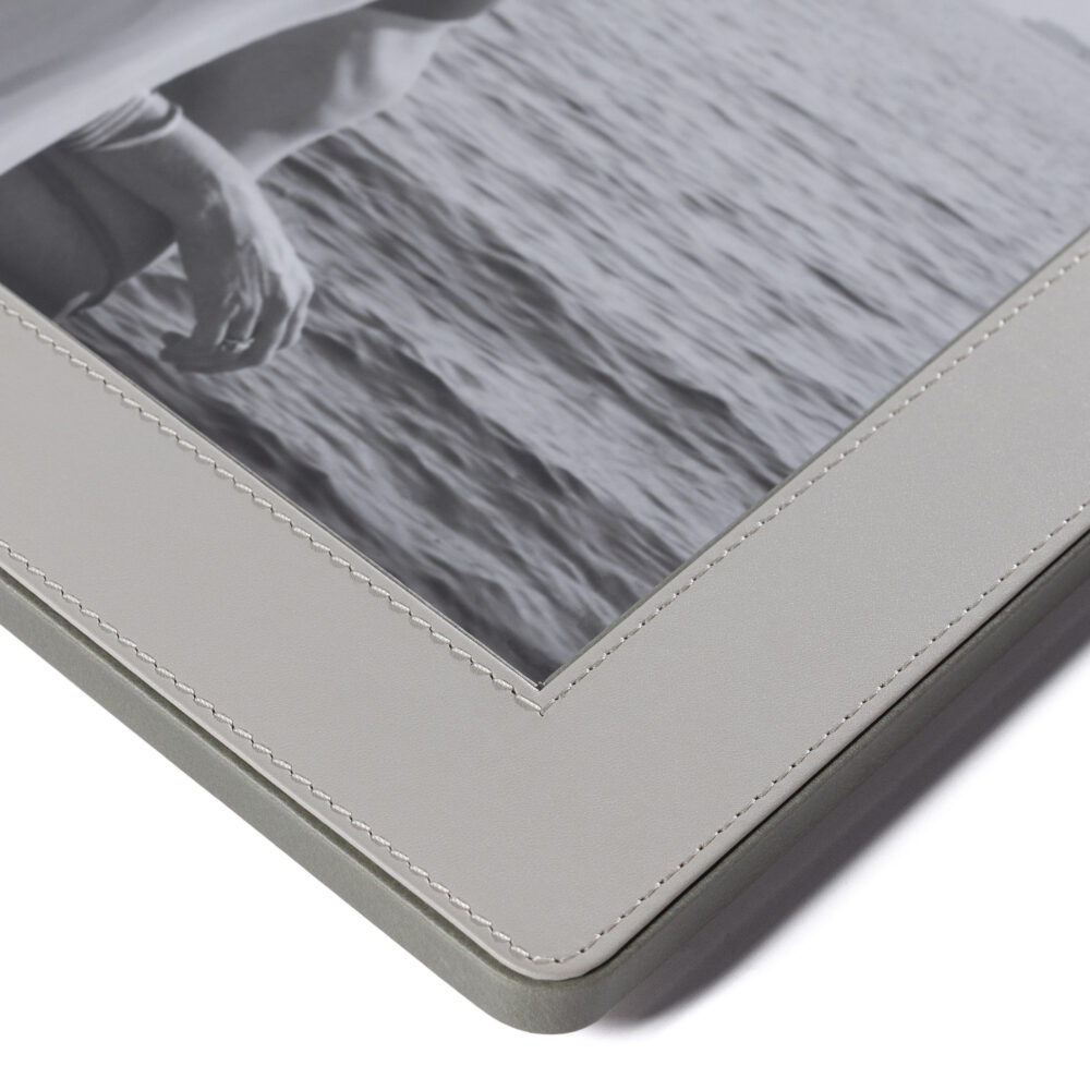 Nappa Leather Photo Frame, Gray & Sage, 8" x 10" by Zodax - Image 3