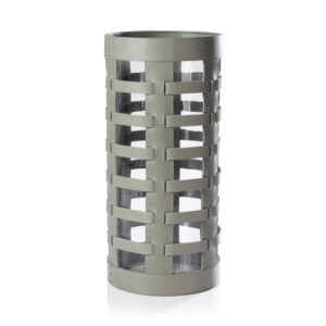 Nappa Woven Leather Glass Hurricane/ Vase, Sage by Zodax
