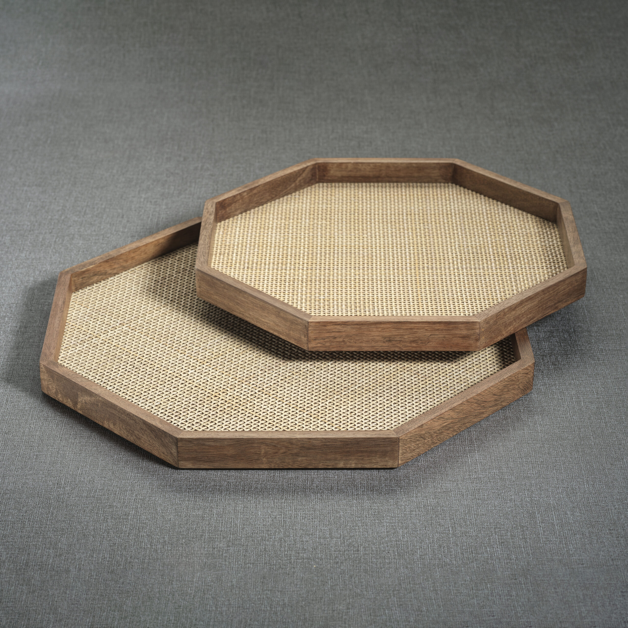 Banyan Mango Wood w/ Rattan Inlay Octagonal Tray, Small by Zodax - Image 3