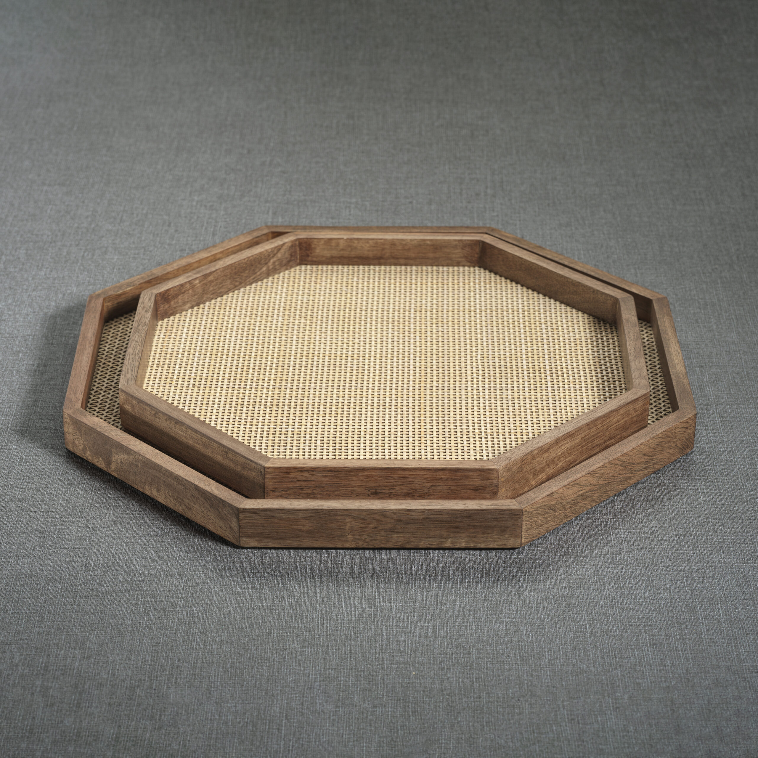 Banyan Mango Wood w/ Rattan Inlay Octagonal Tray, Small by Zodax - Image 4