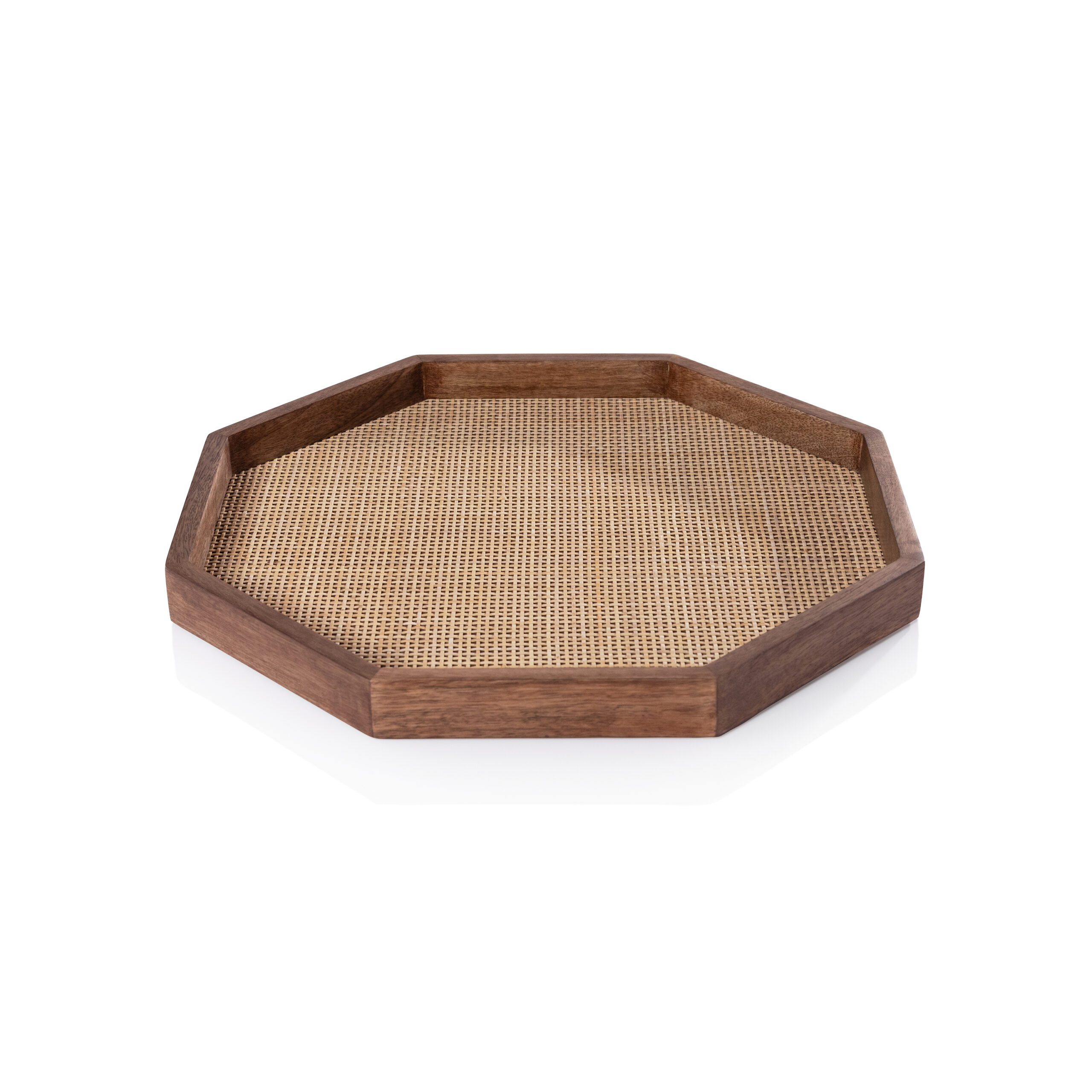 Banyan Mango Wood w/ Rattan Inlay Octagonal Tray, Small by Zodax